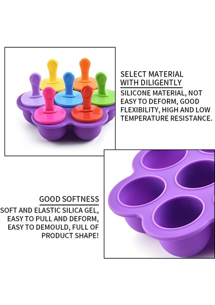 D-Bej Tarzı Yaz Silikonu Mini Ice Pops Kalıp Dondurma Topu Lolly Maker Popsicle Kalıp Ev Yapımı Bebek Maması Meyve Shake Dondurulmuş Konteyner (Yurt Dışından)