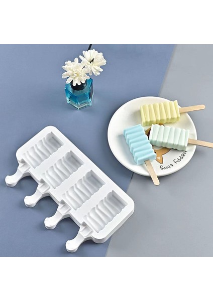 4 Hücre E Stili Silikon Dondurma Kalıbı Dıy Ev Yapımı Popsicle Kalıpları Dondurucu 4 Hücre Küçük Boy Buz Küpü Tepsi Popsicle Varil Yapımcıları Pişirme Araçları (Yurt Dışından) modelleri