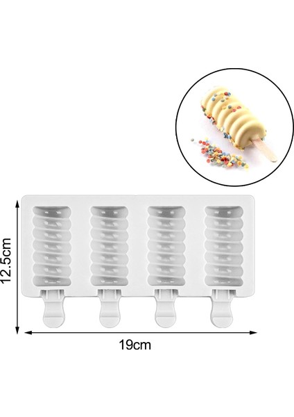 4 Hücre D Stili Silikon Dondurma Kalıbı Dıy Ev Yapımı Popsicle Kalıpları Dondurucu 4 Hücre Küçük Boy Buz Küpü Tepsi Popsicle Varil Yapımcıları Pişirme Araçları (Yurt Dışından)