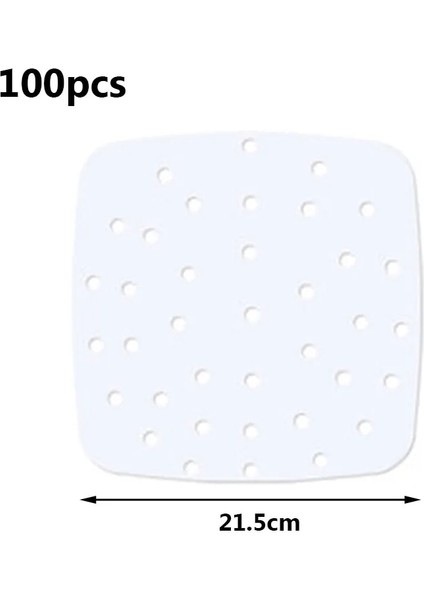 Beyaz Kare 21.5cm Stili Yuvarlak Bambu Vapur Ped Kağıt Hava Fritöz Vapur Gömlekleri Delikli Odun Hamuru Kağıtları Yapışmaz Vapur Mat Köfte Pişirme Matı (Yurt Dışından)