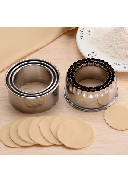 Çiçek Kenar Stili 3 Adet Yuvarlak Çiçek Şekilli Hamur Kesme Aleti Mutfak Aletleri Paslanmaz Çelik Köfte Kesici Taşınabilir Köfte Sarma Kalıpları (Yurt Dışından) modelleri