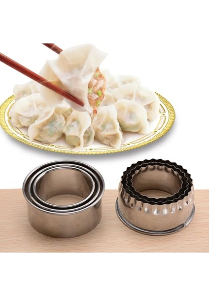 Çiçek Kenar Stili 3 Adet Yuvarlak Çiçek Şekilli Hamur Kesme Aleti Mutfak Aletleri Paslanmaz Çelik Köfte Kesici Taşınabilir Köfte Sarma Kalıpları (Yurt Dışından) indirimleri