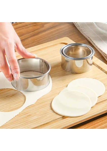 Gümüş Tarzı 3 Adet Paslanmaz Çelik Yuvarlak Hamur Kalıbı Kesici Bisküvi Kek Pasta Paketleme Hamur Kesici Aksesuarları Mutfak Aletleri (Yurt Dışından) fiyatları