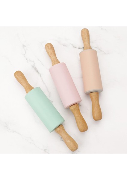 Pembe Tarzı Yapışmaz Fondan Oklava Çocuklar Için Emek Tasarruflu Ergonomi Kolu Silikon Börek Yapma Hamur Silindiri Pişirme Aksesuarları (Yurt Dışından) modelleri