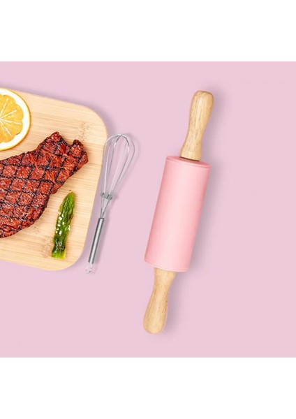 Pembe Tarzı Yapışmaz Fondan Oklava Çocuklar Için Emek Tasarruflu Ergonomi Kolu Silikon Börek Yapma Hamur Silindiri Pişirme Aksesuarları (Yurt Dışından) fırsatları