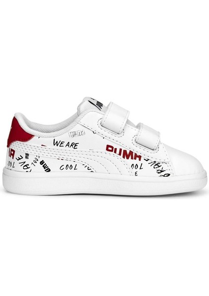 P389761 Puma  Smash V2 Brand Love V Inf  Whit Bebek Spor Ayakkabı Beyaz