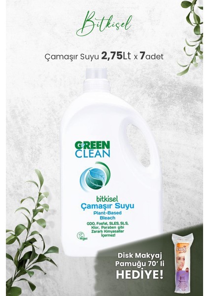 Green Clean Bitkisel Çamaşır Suyu 2,75 Lt x 7 Adet