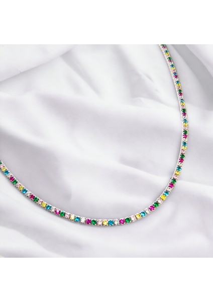 925 Ayar Gümüş 2 Mm. Tenis Su Yolu Kolye