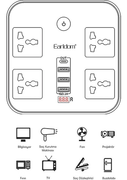 SC06 8‑in‑1 Akıllı Priz Dönüştürücü – 1 PD + 3 USB Çıkışı, Çocuk Korumalı, USB Girişli Seyahat Adaptörü fiyatları