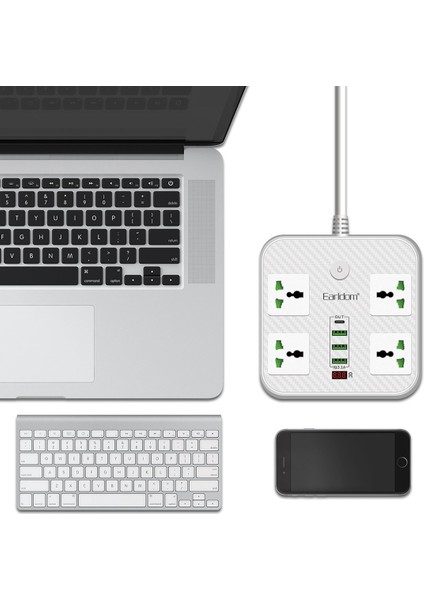 SC06 8‑in‑1 Akıllı Priz Dönüştürücü – 1 PD + 3 USB Çıkışı, Çocuk Korumalı, USB Girişli Seyahat Adaptörü fırsatları