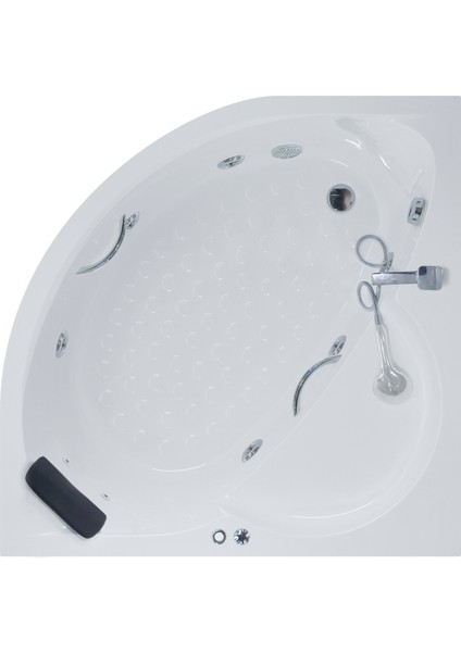 İowa Oturmalı Oval Jakuzi 120x120, h:55 Bonus Hidromasaj Sistemli Küvet (Gövde + Metal ayak + Ön panel)