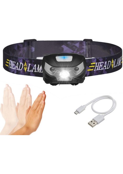Akıllı Vücut Hareket Sensörü LED Far USB Şarj Mini Far Dış Mekan Işığı (Yurt Dışından)