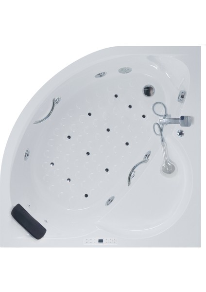 İowa Oturmalı Oval Jakuzi 120x120, h:55 Romantic Hidromasaj Sistemli Küvet (Gövde + Metal ayak + Ön panel)