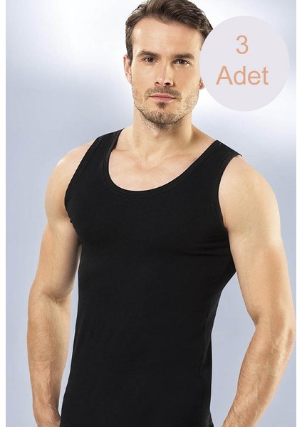 Geniş Kalın Askılı Modal Erkek Atlet Siyah 3 Adet