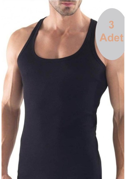 Ribana Pamuklu Sporcu Erkek Atlet Siyah 3 Adet