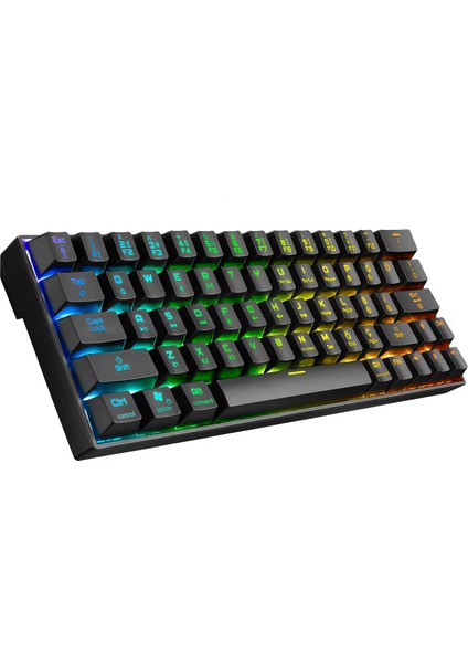 KB-RX63 B-Atom Siyah Bluetooth Rgb Backlight Red Swıtch Mekanik Q 63 Tuşlu Mini Gaming Oyuncu Klavyesi