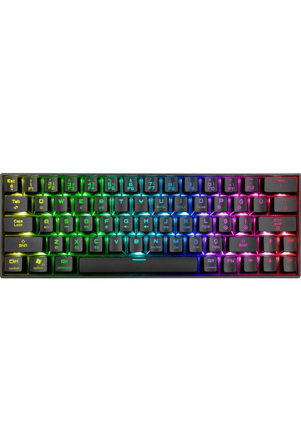 KB-RX63 B-Atom Siyah Bluetooth Rgb Backlight Red Swıtch Mekanik Q 63 Tuşlu Mini Gaming Oyuncu Klavyesi