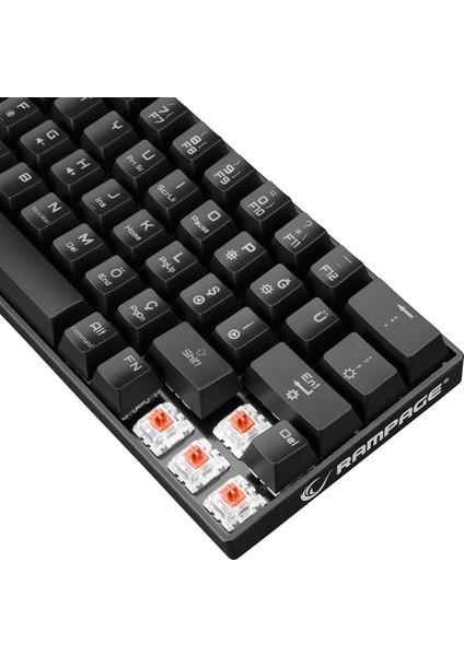 KB-RX63 B-Atom Siyah Bluetooth Rgb Backlight Red Swıtch Mekanik Q 63 Tuşlu Mini Gaming Oyuncu Klavyesi
