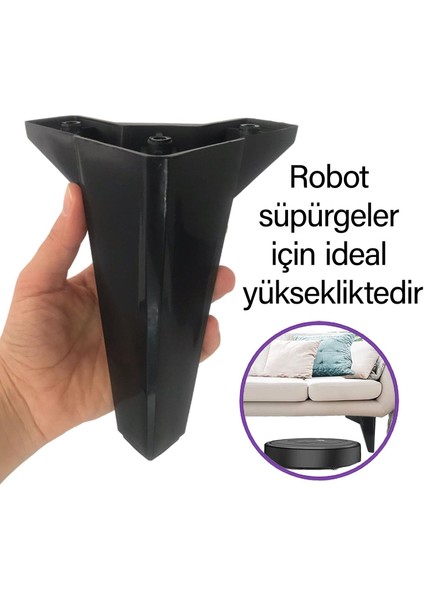 4 Adet Serdivan 15 cm Siyah Lüx Mobilya Kanepe Sehpa Ünite Koltuk Ayağı Baza Ayak