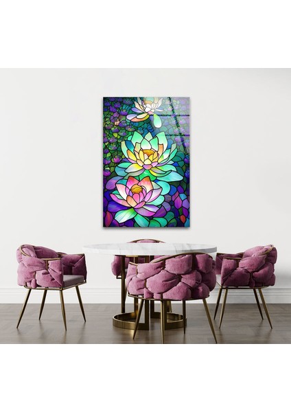 Vitray Çiçek Temperli Cam Duvar Tablosu modelleri