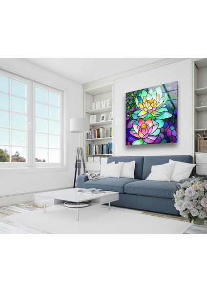 Vitray Çiçek Temperli Cam Duvar Tablosu fırsatları