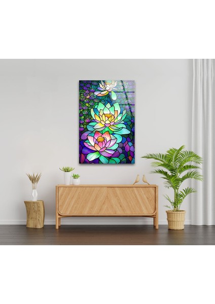 Vitray Çiçek Temperli Cam Duvar Tablosu indirimleri