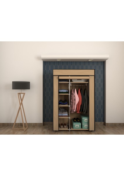 Plastik Profilli Tek Yandan Raflı Bez Dolap Gardırop