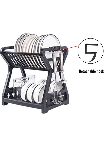 Siyah Bir Stil 2 Katmanlar Kurutma Rafı Ev Mutfak Drenaj Depolama Rafı Chopstick Kafes Bulaşık Filtre Rafı Sofra Organizatör Tepsi Rafı (Yurt Dışından)