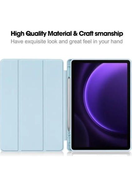 Samsung Galaxy Tab S9 Fe Deri Kılıf Üç Katlı Stant Kalem Yuvası Tablet Kapağı (Yurt Dışından)