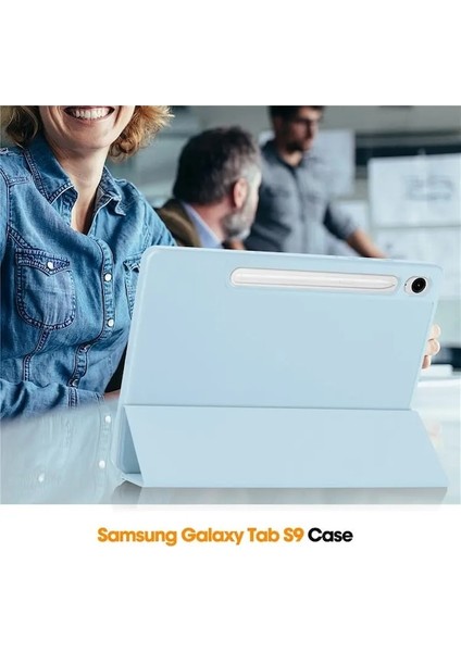 Samsung Galaxy Tab S9 Fe Deri Kılıf Üç Katlı Stant Kalem Yuvası Tablet Kapağı (Yurt Dışından)