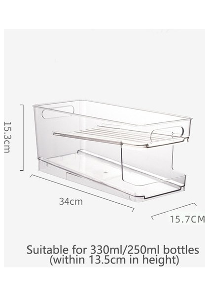 Şeffaf Stil 2-Tier Rolling Buzdolabı Organizatör Kovaları Soda Olabilir Içecek Şişe Tutucu Buzdolabı Mutfak Plastik Depolama Raf Konteyner (Yurt Dışından)