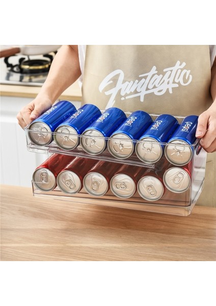 Şeffaf Stil 2-Tier Rolling Buzdolabı Organizatör Kovaları Soda Olabilir Içecek Şişe Tutucu Buzdolabı Mutfak Plastik Depolama Raf Konteyner (Yurt Dışından) fiyatları