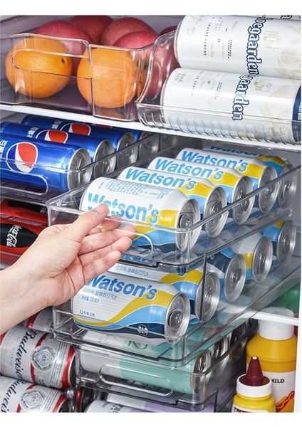 Şeffaf Stil 2-Tier Rolling Buzdolabı Organizatör Kovaları Soda Olabilir Içecek Şişe Tutucu Buzdolabı Mutfak Plastik Depolama Raf Konteyner (Yurt Dışından) fırsatları