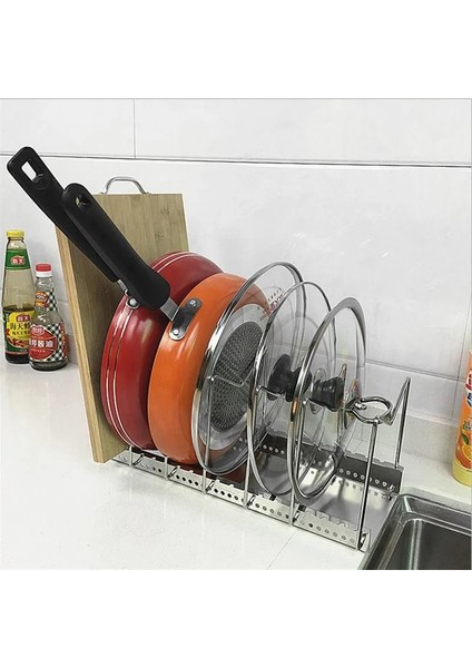 1 Katmanlı Stil Metal Pan Pot Kapak Organizatör Ayarlanabilir Bulaşıklık Süzgeç Kesme Tahtası Tutacağı Tencere Standı Tutacağı Kabine Depolama Için (Yurt Dışından)