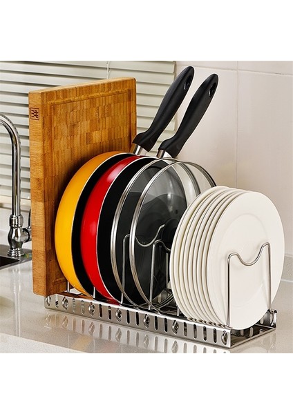 1 Katmanlı Stil Metal Pan Pot Kapak Organizatör Ayarlanabilir Bulaşıklık Süzgeç Kesme Tahtası Tutacağı Tencere Standı Tutacağı Kabine Depolama Için (Yurt Dışından)