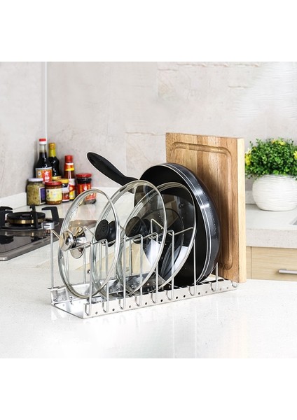 1 Katmanlı Stil Metal Pan Pot Kapak Organizatör Ayarlanabilir Bulaşıklık Süzgeç Kesme Tahtası Tutacağı Tencere Standı Tutacağı Kabine Depolama Için (Yurt Dışından)