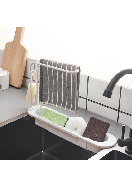 B Deve Tarzı Lavabo Rafı Mutfak Lavaboları Teleskopik Organizatör Sabun Süngerlik Lavabo Drenaj Rafı Depolama Sepeti Mutfak Alet Aksesuarları (Yurt Dışından)