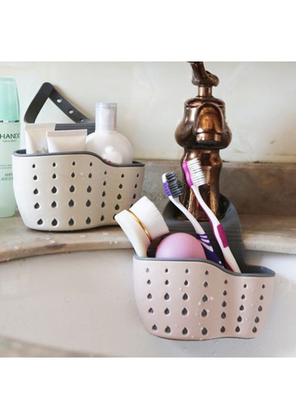 Pembe Stil Lavabo Rafı Sabun Sünger Drenaj Raf Silikon Saklama Sepeti Çanta Musluk Tutucu Ayarlanabilir Banyo Tutucu Lavabo Mutfak Aksesuarları (Yurt Dışından)