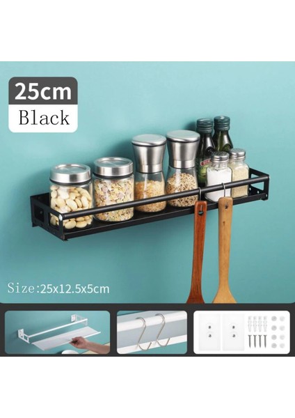 Siyah 25CM Tarzı 50CM Raf Modern Iskandinav Tarzı Mutfak Organizatör Duvara Montaj Braketi Depolama Rafı Baharat Kavanoz Dolabı Raf Malzemeleri Banyo Rafı (Yurt Dışından)
