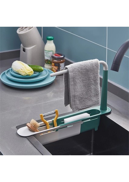 Mavi Stil Telescok Raf Mutfak Evyeleri Organizatör Sabun Havlu Süngerlik Drenaj Raf Depolama Sepeti Alet Aksesuarları (Yurt Dışından) fiyatları