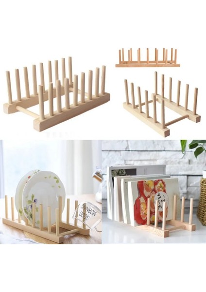 No.2 Tarzı Kitchen Dish Drain Rack Dinnerware Storage Organizer Tray Plate Drying Shelf Wooden Book Cups Display Stand Drainer Holder (Yurt Dışından)
