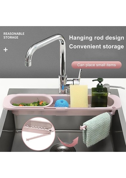 Koyu Haki Stili Ayarlanabilir Lavabo Raf Süzgeç Depolama Sepeti Sabun Süngerlik Bulaşıklık Lavabo Organizatör Telescoelf Mutfak Depolama Rafı (Yurt Dışından)