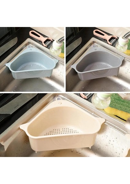 Gri Stil Vantuz Pp Drenaj Raf Mutfak Üçgen Lavabo Organizatör Çok Fonksiyonlu Sebze Fruite Lavabo Süzgeç Depolama Filtre Sepeti (Yurt Dışından)