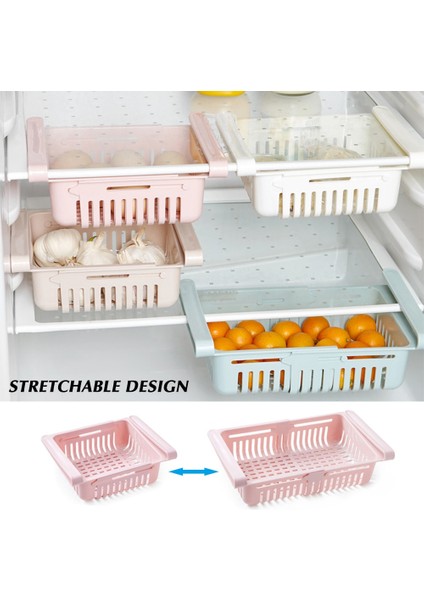 Mavi Stil Depolama Raf Organizatör Ayarlanabilir Gerilebilir Buzdolabı Raf Tutucu Çekmece Sepeti Space Saver Meyve Aperatif Mutfak Rafı Raf (Yurt Dışından)