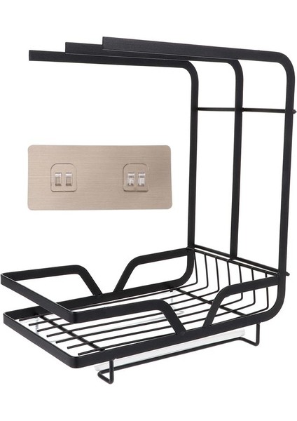 Kanca Stili ile Siyah 31X26X16CM Onge Sabunluk Mutfak Süzgeç Bezi Depolama Rafı Masaüstü Raf Çatal Bıçak Takımı Teşhir Standı Lavabo Mutfak Aksesuarı (Yurt Dışından)