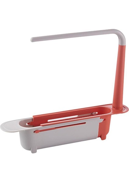 Kırmızı Stil Net Kırmızı Teleskok Raf Mutfak Lavaboları Organizatör Sabun Havlu Süngerlik Drenaj Rafı Depolama Sepeti Alet Aksesuarları (Yurt Dışından)