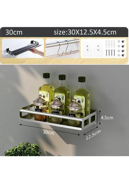 GÜMÜŞ30CM Tarzı 50CM Raf Modern Iskandinav Tarzı Mutfak Organizatör Duvara Montaj Braketi Depolama Rafı Baharat Kavanoz Dolabı Raf Malzemeleri Banyo Rafı (Yurt Dışından)