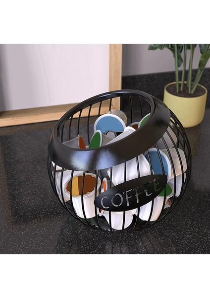 Siyah Stil Kahve Pod Tutucu, Büyük Kapasiteli K Fincan ve Espresso Kahve Pod Düzenleyici, Metal Kahve Kapsül Saklama Sepeti (Yurt Dışından) fırsatları