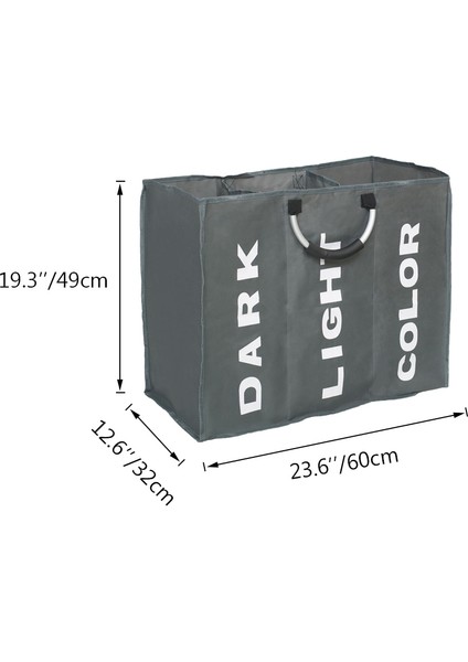 Derin GRI60X32X49CM Stili Çamaşır Torbası Katlanabilir Çamaşır Sepeti Büyük Kirli Çamaşır Sepeti Sepet Sıralayıcısı Oxford Bezi Alüminyum Saplı Kirli Giysi Torbası (Yurt Dışından)