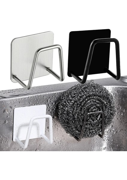 No.3 Tarzı Mutfak Paslanmaz Çelik Lavabo Süngerleri Tutucu Kendinden Yapışkanlı Drenaj Kurutma Rafı Mutfak Duvar Kancaları Aksesuarları Depolama Organizatör (Yurt Dışından)